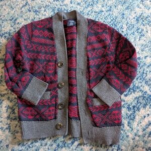 GAP Gray, Blue, and Red Knit Cardigan